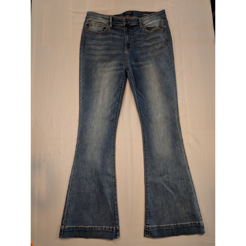 Judy Blue Trouser Flare Jeans Medium Wash High Rise Size 15/32 Stretch Boho